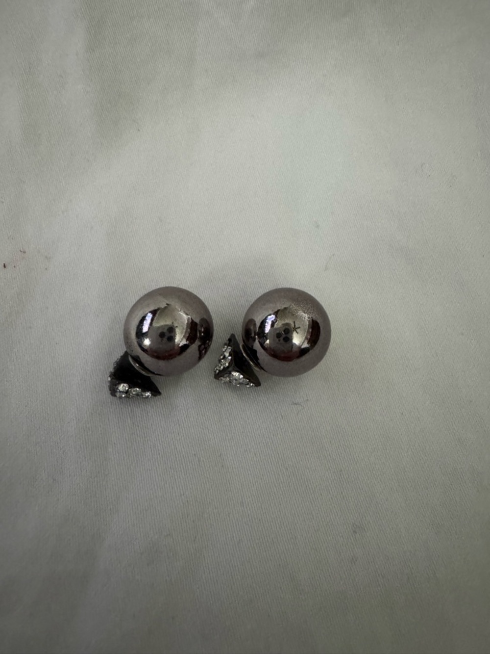 Gunmetal Double Sided Front Back Earrings Rhinestone Triangle